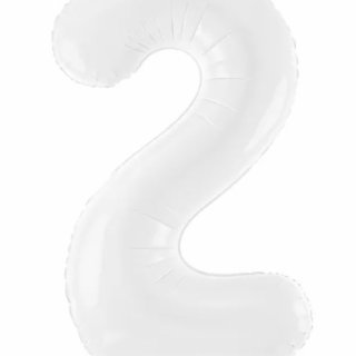 Fóliový balon Číslo ''2'', 86 cm, bílý