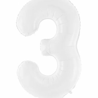 Fóliový balon Číslo ''3'', 86 cm, bílý
