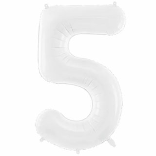 Fóliový balon Číslo ''5'', 86 cm, bílý