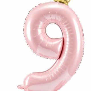 Stojací fóliový balon Číslo ''9'' , 84 cm, světle růžový