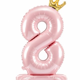 Stojací fóliový balon Číslo ''8'' , 84 cm, světle růžový