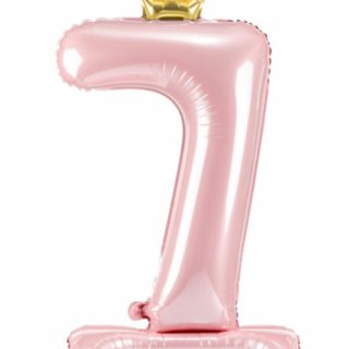 Stojací fóliový balon Číslo ''7'' , 84 cm, světle růžový