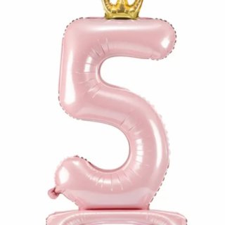 Stojací fóliový balon Číslo ''5'' , 84 cm, světle růžový