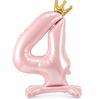 Stojací fóliový balon Číslo ''4'' , 84 cm, světle růžový