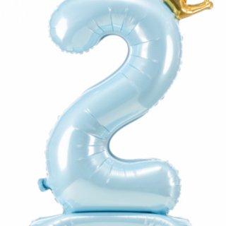 Stojací fóliový balón Číslo ''2'' , 84 cm, nebesky modrý
