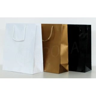 Papírová taška LAMINO 22x10x27 cm, černá lesklá