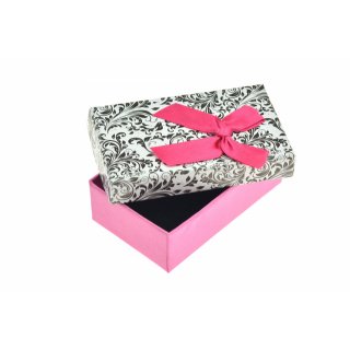 Dárková krabička pro pár náušnic, prstýnek a přívěšek - Bílo-růžová