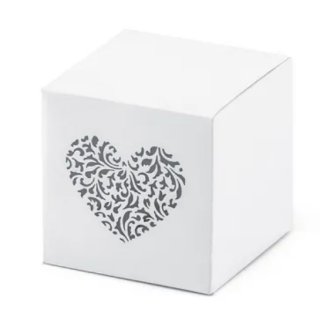 Krabice s ozdobným srdcem, 5x5x5cm, 10ks
