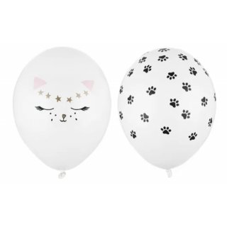 Balónek 30 cm, kočka, pastelový, čistě bílý