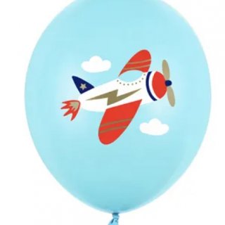 Balónek 30 cm, letadlo, pastelově světle modrá, 1ks