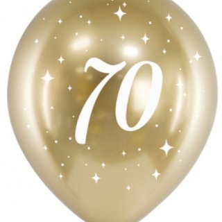 Lesklé balónky 30cm, 70. narozeniny, zlaté, set 6ks