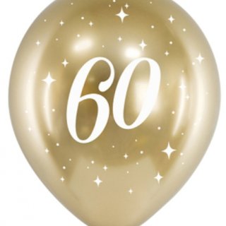 Lesklé balónky 30cm, 60. narozeniny, zlaté, set 6ks