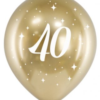 Lesklé balónky 30cm, 40. narozeniny, zlaté, set 6ks