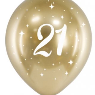 Lesklé balónky 30cm, 20. narozeniny, zlaté, set 6ks