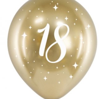 Lesklé balónky 30cm, 18. narozeniny, zlaté, set 6ks