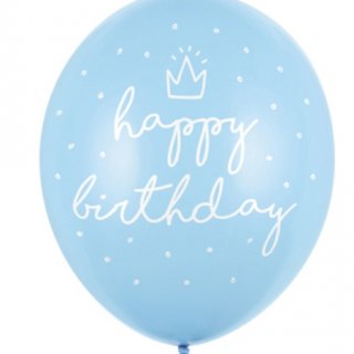 Pastelový balónek Happy Birthday, modrý, 30cm, 1ks