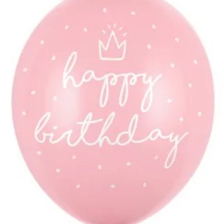 Pastelový balónek Happy Birthday, růžový, 30cm, 1ks
