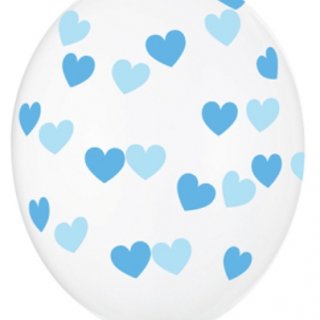 Balónek modrá srdíčka, 30cm, křišťálově čisté, 1ks