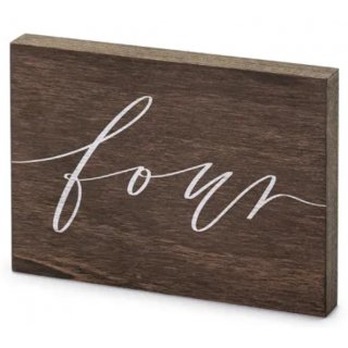 Dřevěná číselná cedule na stůl, ''Čtyři''/ Four, 2x18x12,5 cm
