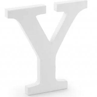 Dřevěné písmeno Y, bílé, 19x20m