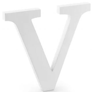 Dřevěné písmeno V, bílé, 21x20m
