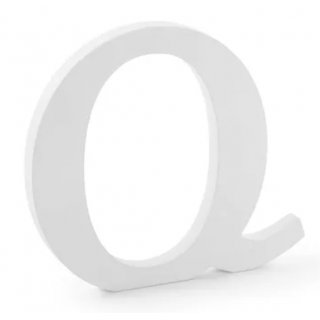 Dřevěné písmeno Q, bílé, 22,5x20,5cm