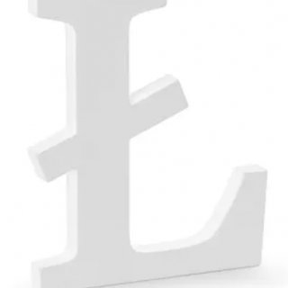 Dřevěné písmeno L, bílé, 16,5x20cm