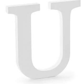 Dřevěné písmeno U, bílé, 20,5x20cm