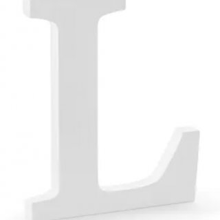 Dřevěné písmeno L, bílé, 16x20cm