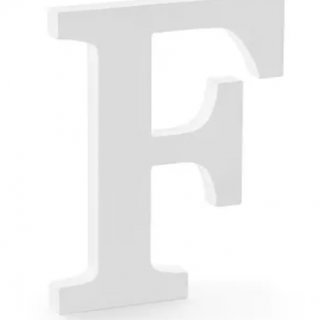 Dřevěné písmeno F, bílé, 16x20cm