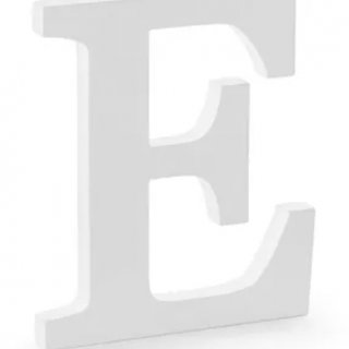 Dřevěné písmeno E, bílé, 17x20cm