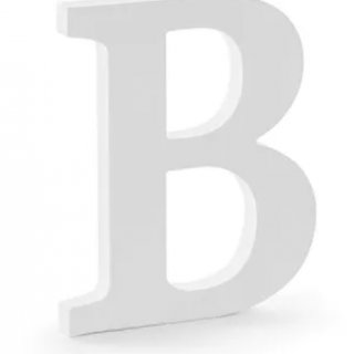 Dřevěné písmeno B, bílé, 16,5x20cm