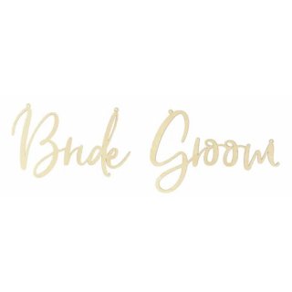 Svatební dřevěná cedulka  - Nevěsta/Bride - Ženich/Groom, přírodní dřevo