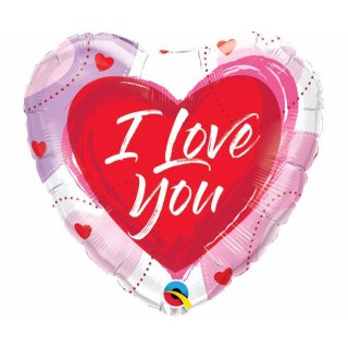 Fóliový balónek "I Love You", kreslená srdce, 46 cm
