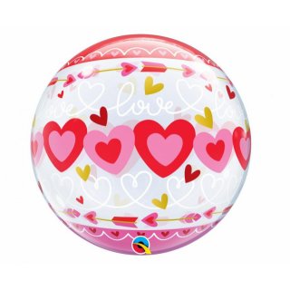 Fóliový balónek, průhledný, "Love - Connected Hearts", 56 cm