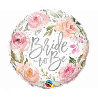 Fóliový balónek "Bride to be", akvarelové růže, 46 cm