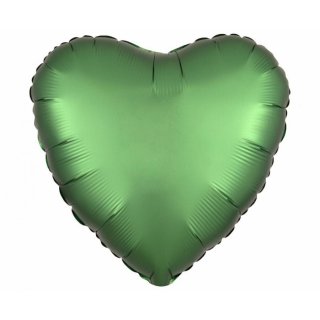 Fóliový balónek Srdce, "Satin Luxe Emerald", luxusní zelená, 46 cm