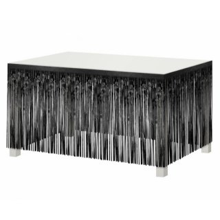 Dekorace okraje stolu, střapce, černá, 80x300 cm