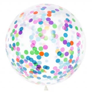 Balonek průhledný s barevnými konfetami, 1m