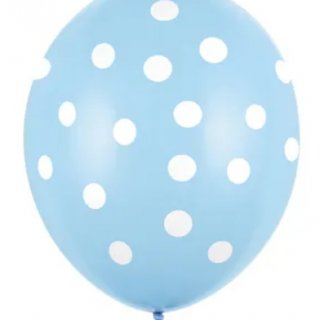 Balónek 30cm, tečky, pastelově modrá, 1ks