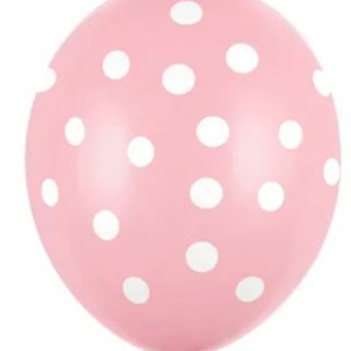 Balónek 30cm, tečky, pastelově růžová, 1ks