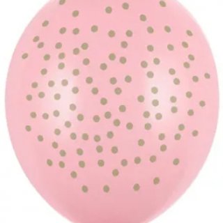 Balónky 30cm, tečky, pastelově růžová, set 6ks
