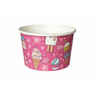 Miska papírová na zmrzlinu 250 ml - růžová, 50 ks/balení
