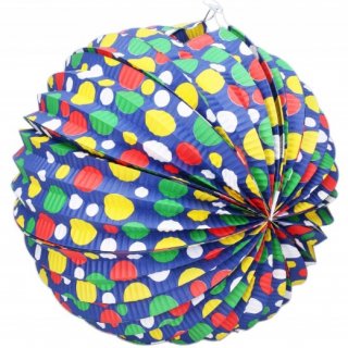 Lampion koule, barevné puntíky, 30cm