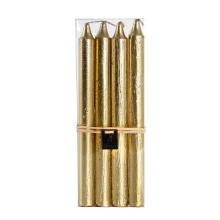 Svíčky zlaté metalické, výška 24cm, 4ks