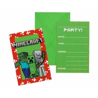 Pozvánky na oslavu s obálkami Minecraft, 6 ks