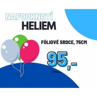 Helium - nafouknutí - fóliové srdce, 75cm
