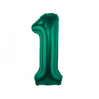 Fóliový balónek číslo 1, lahvově zelený, 85 cm