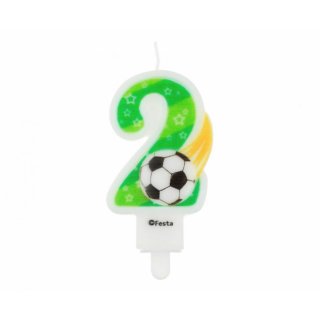 Narozeninová svíčka fotbal, číslice 2, 7.8 cm