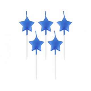 Svíčky Stars hvězdičky, metalická modrá, 5 ks